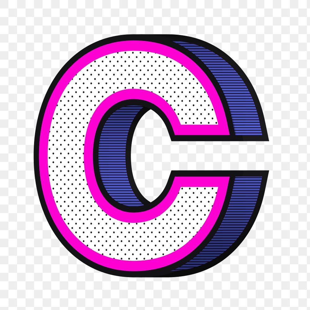 Letter C png 3d halftone effect typography