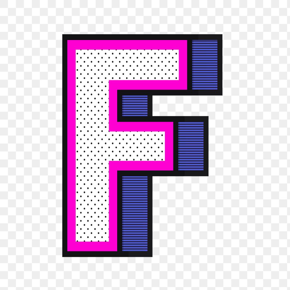 Alphabet F png 3d halftone effect typography