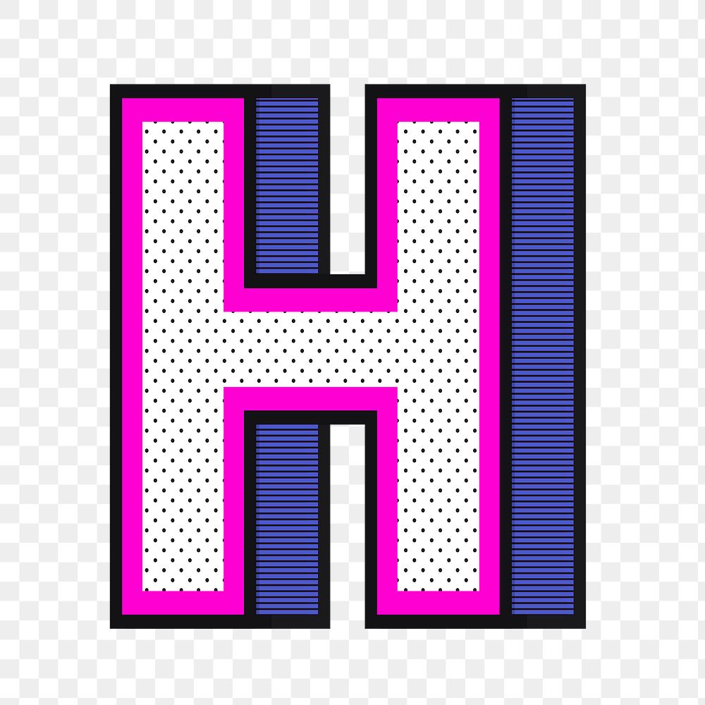 Alphabet H png isometric halftone effect typography