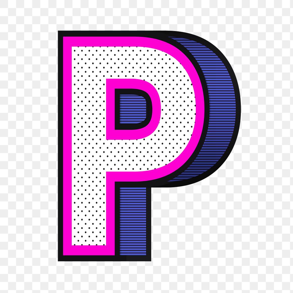 Letter P png 3d halftone effect typography