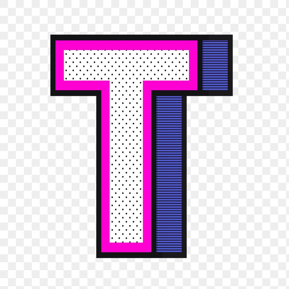 Letter T png 3d halftone effect typography