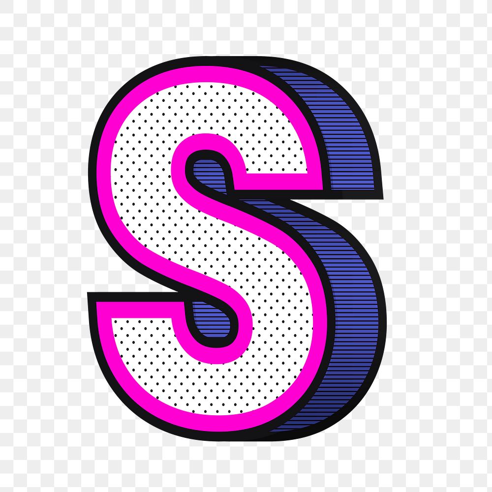 Letter S png 3d halftone effect typography