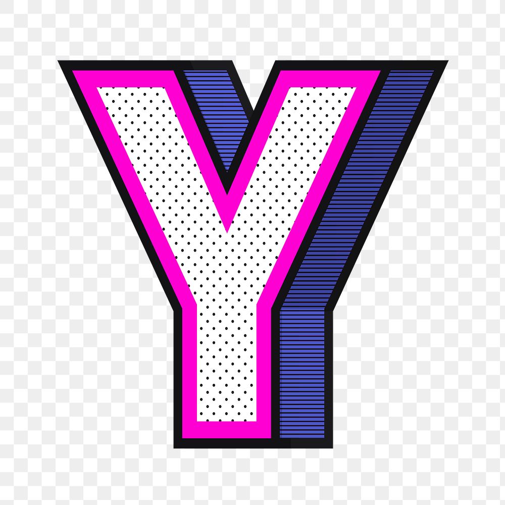 Letter Y png 3d halftone effect typography