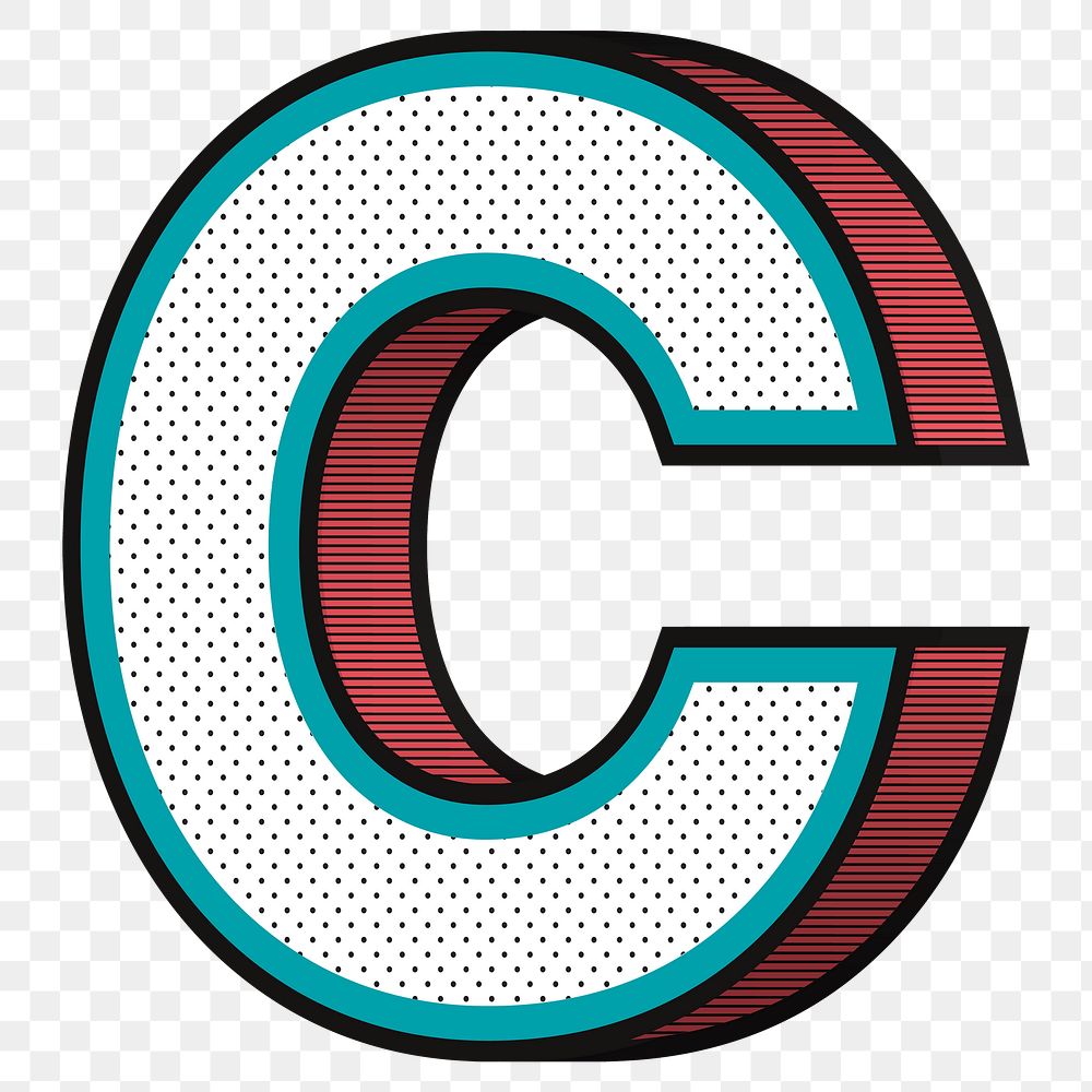 Letter C png 3d halftone effect typography