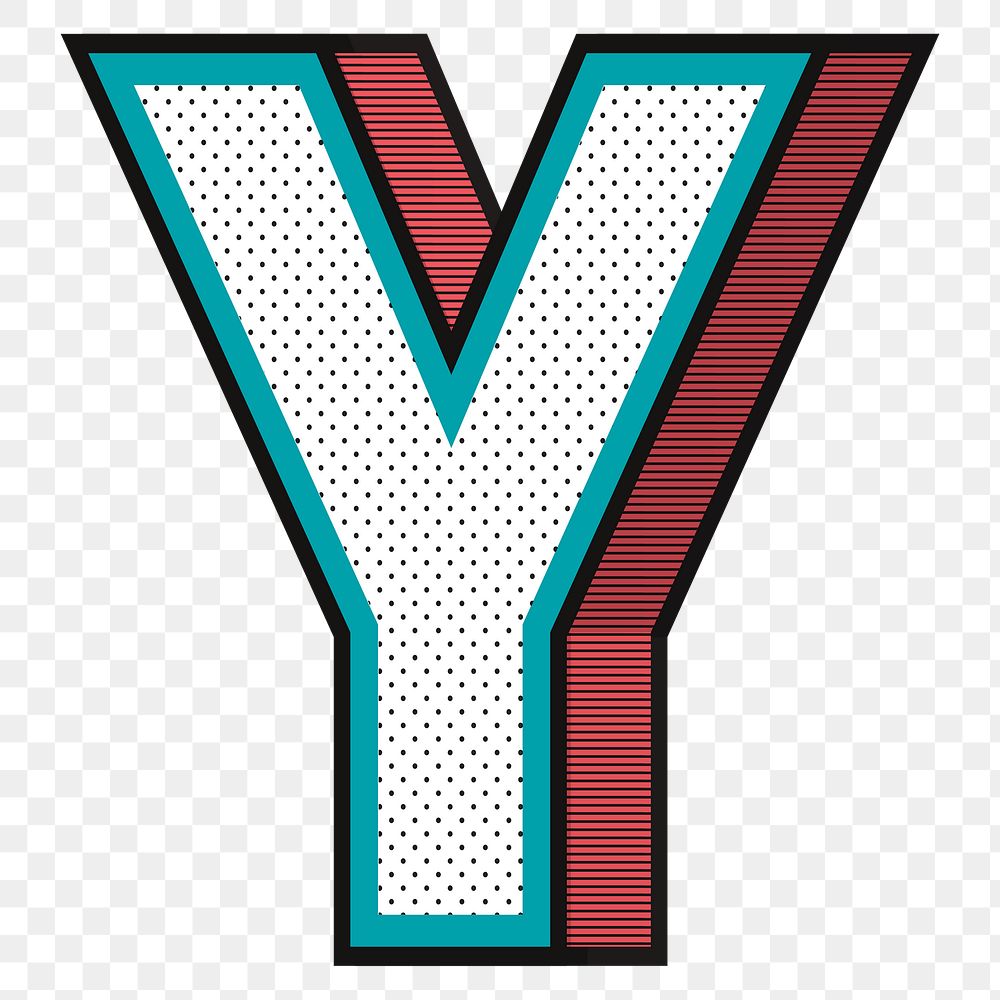 3D letter Y png isometric halftone style typography