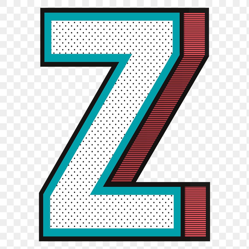 Letter Z png 3d halftone effect typography