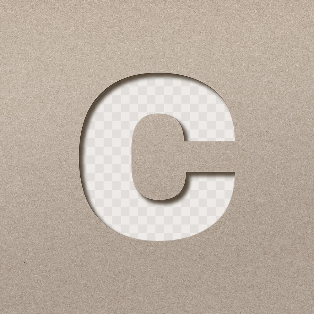 3d lowercase c png paper cut clipart font typography