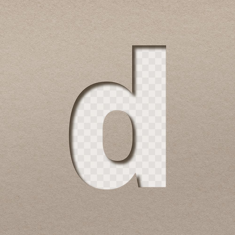 3d lowercase d png paper cut clipart font typography