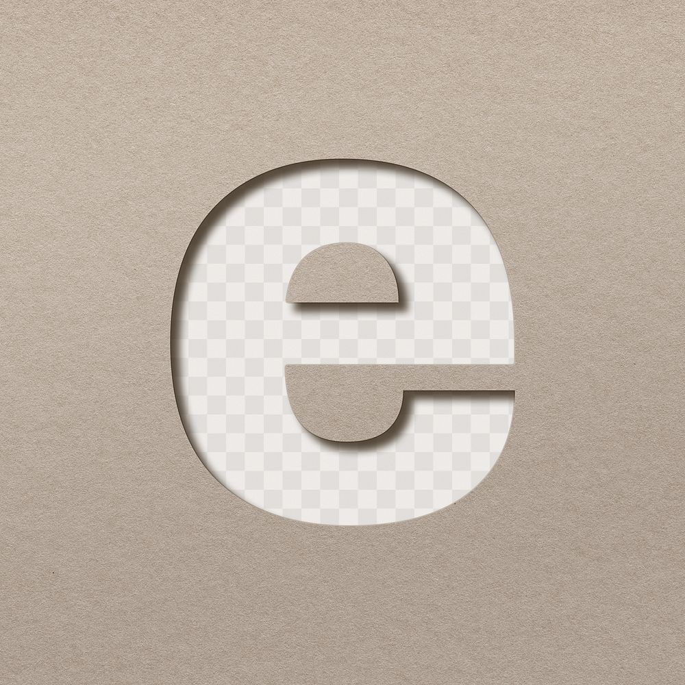 3d lowercase e png paper cut clipart font typography