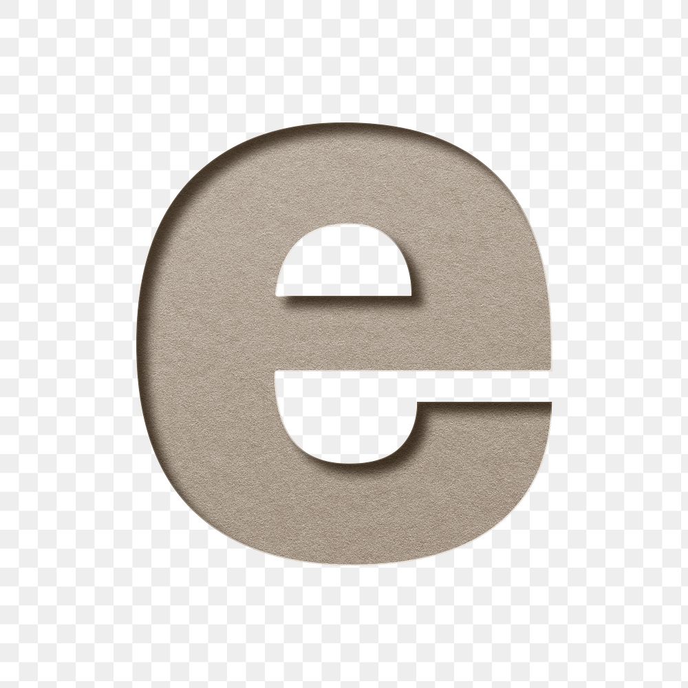 Letter cutout e lowercase png typography