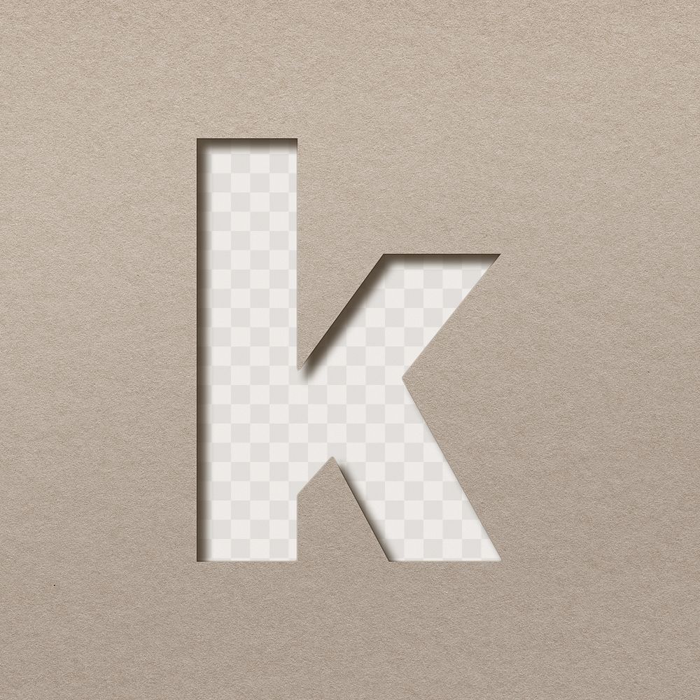 3d lowercase k png paper cut clipart font typography