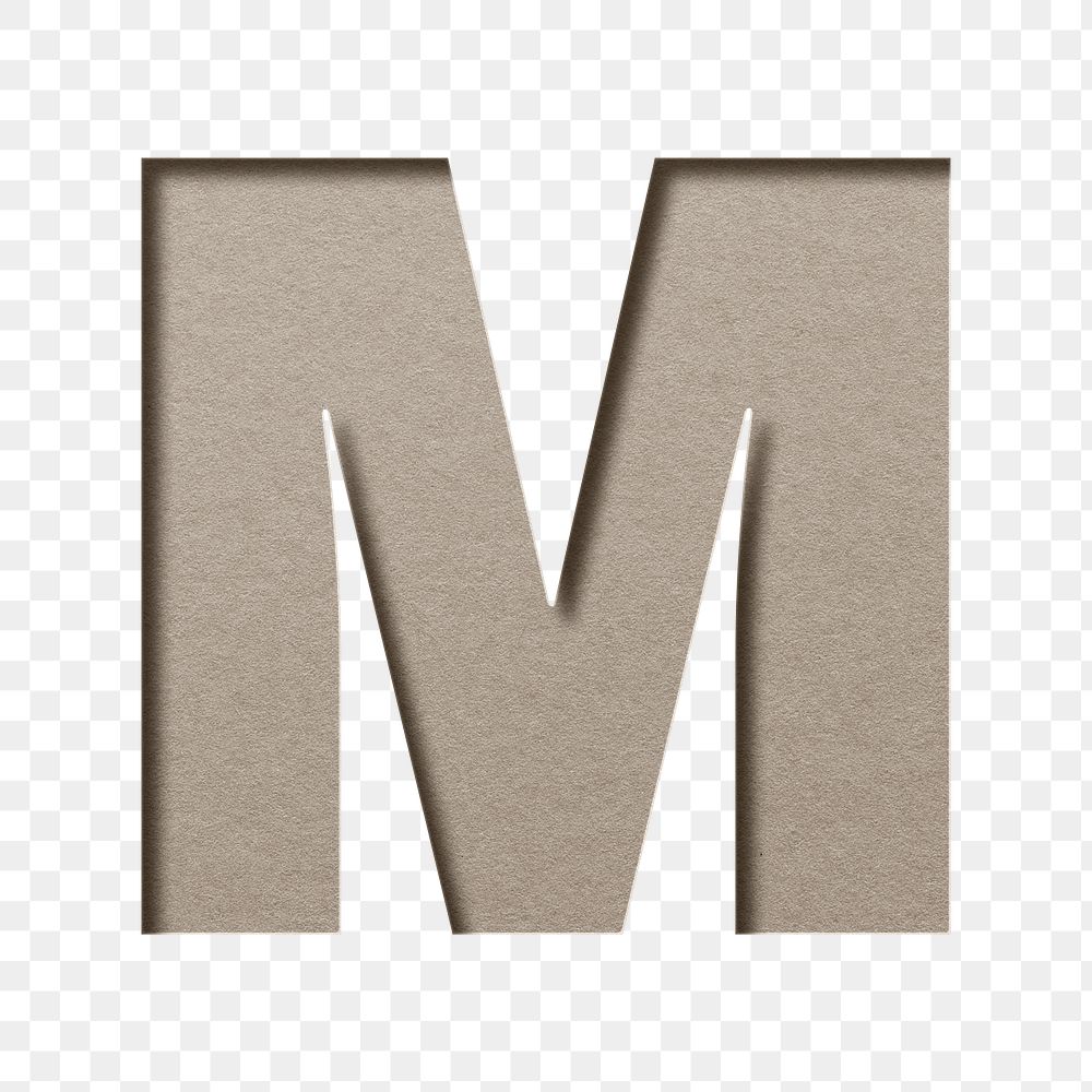 Capital letter m png 3d paper cut font typography