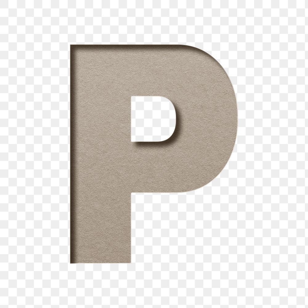 Capital letter p png 3d paper cut font typography