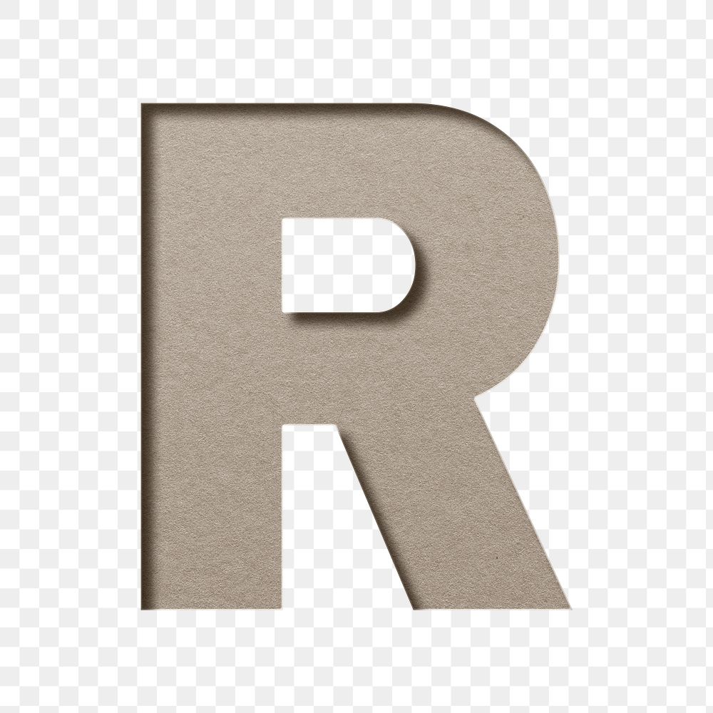 Capital letter r png 3d paper cut font typography