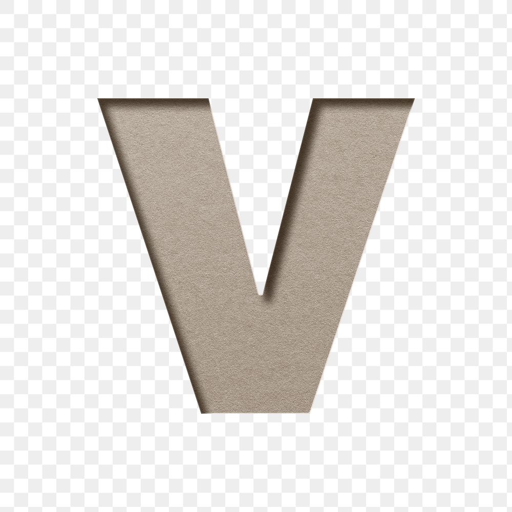 Letter cutout v lowercase png typography