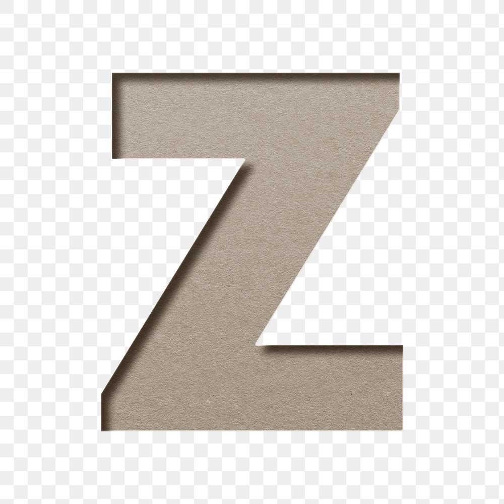 Capital letter z png 3d paper cut font typography