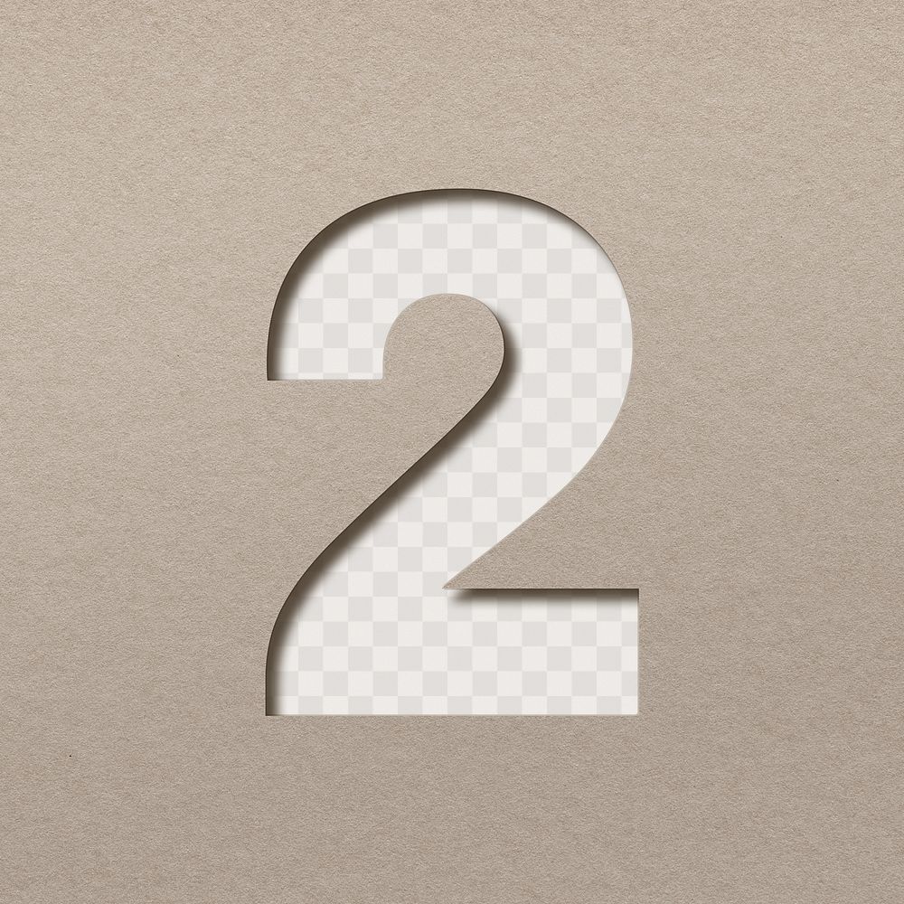 Two paper cut number png font clipart