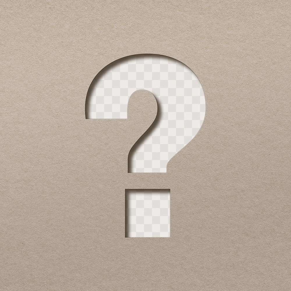 Paper cut question mark png typography