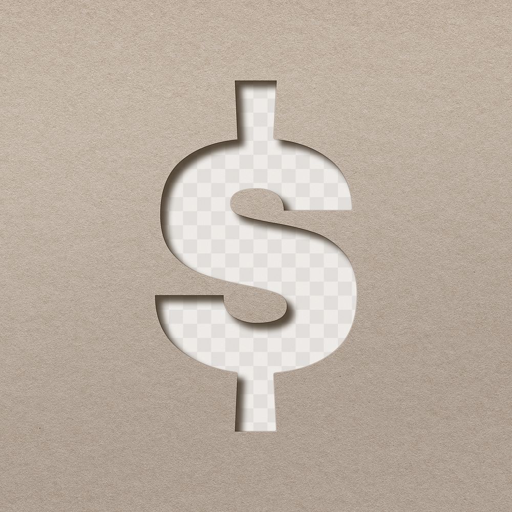 Paper cut dollar character png typography