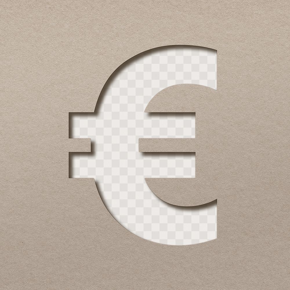 Euro currency png symbol paper cut typography