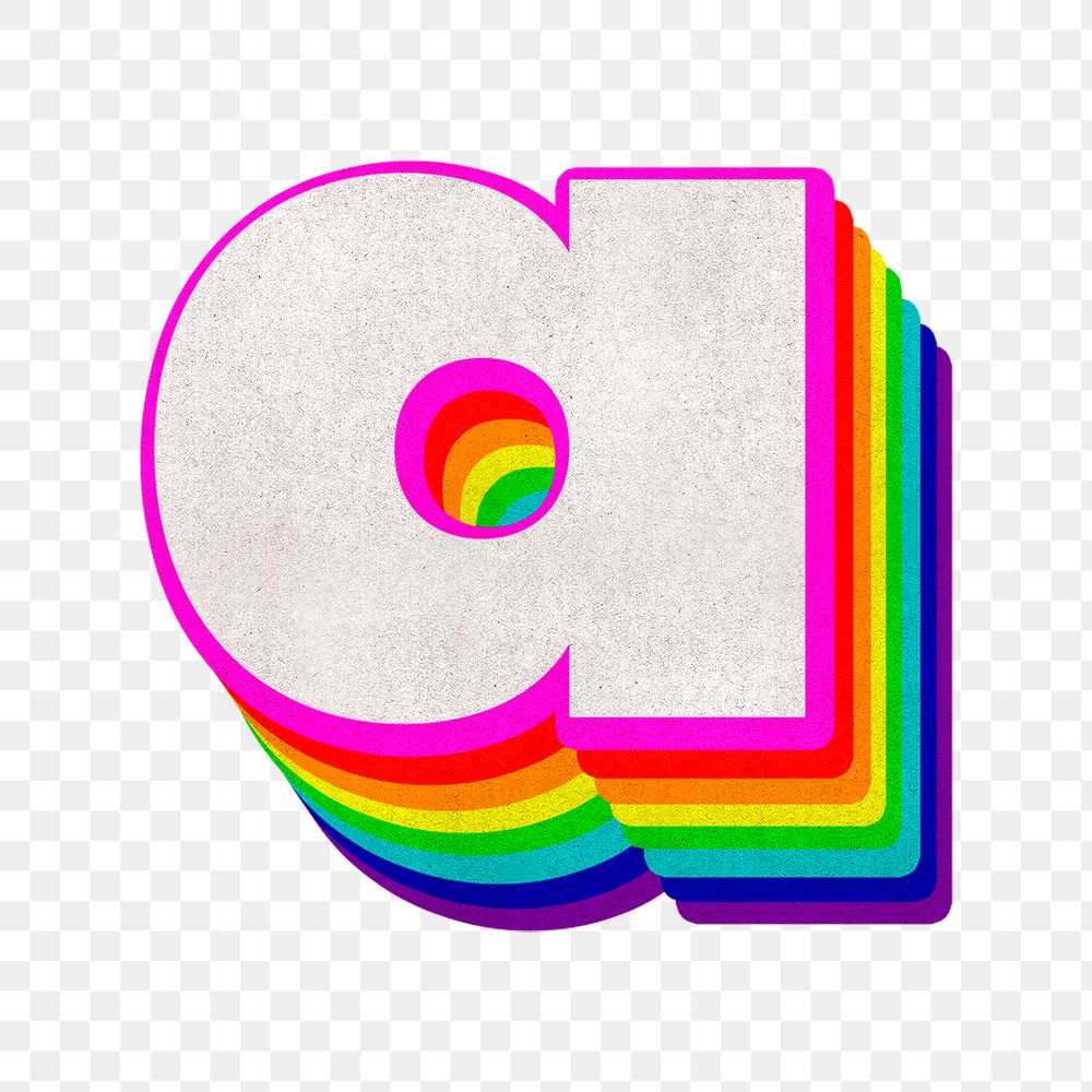 Png alphabet a 3d vintage rainbow font typography