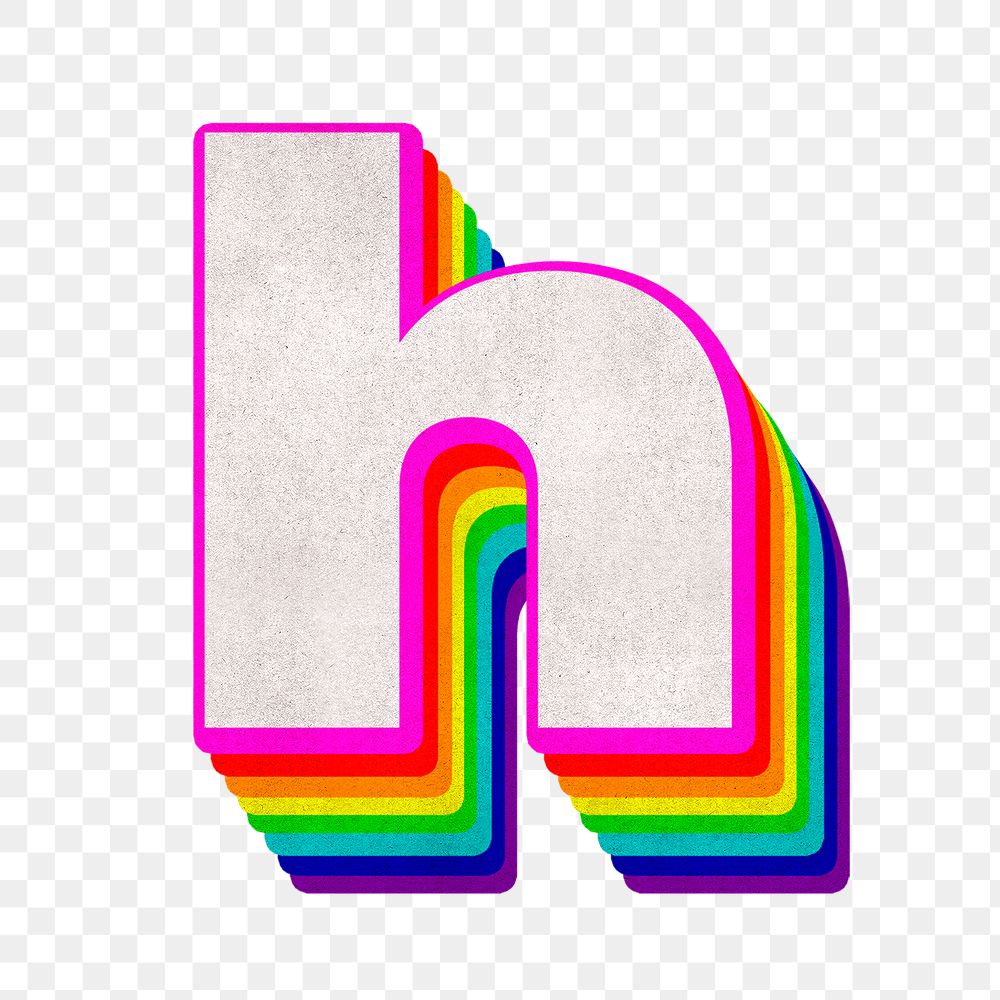 Png alphabet h 3d vintage rainbow font typography