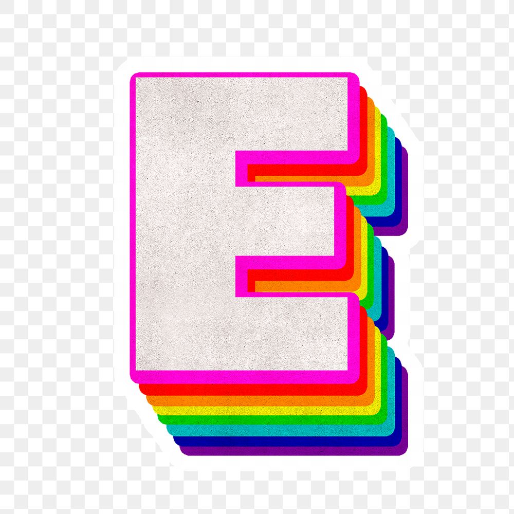 Png e font 3d rainbow typeface paper texture