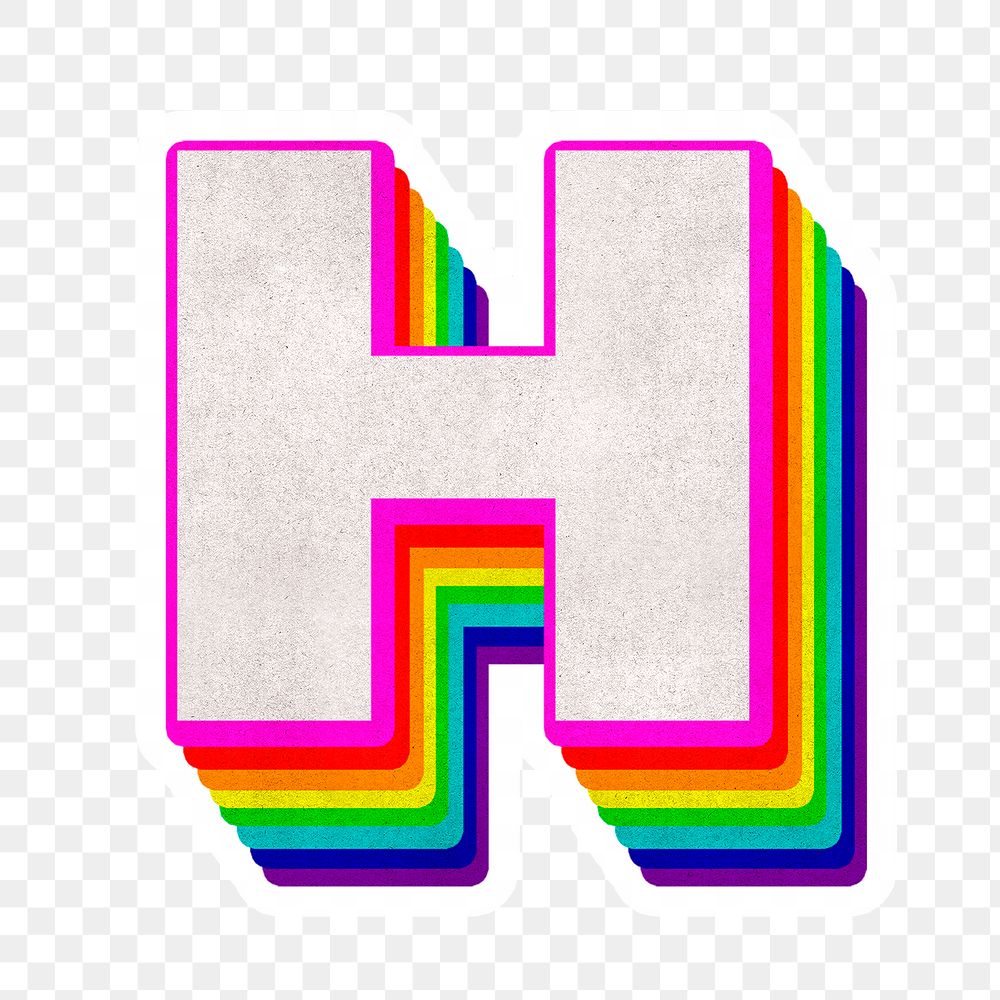 Png h font 3d rainbow typeface paper texture
