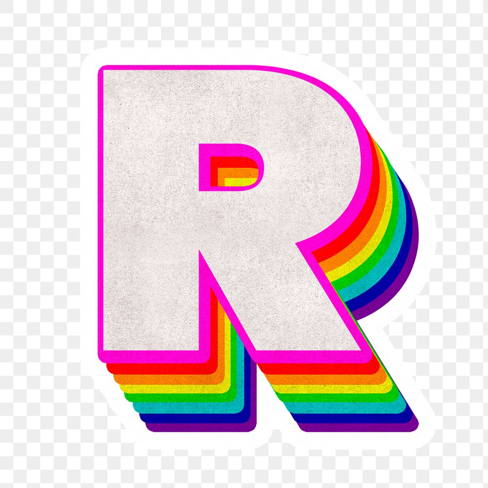Png r font 3d rainbow typeface paper texture
