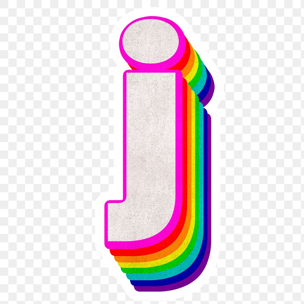 Png alphabet j 3d typeface rainbow pattern