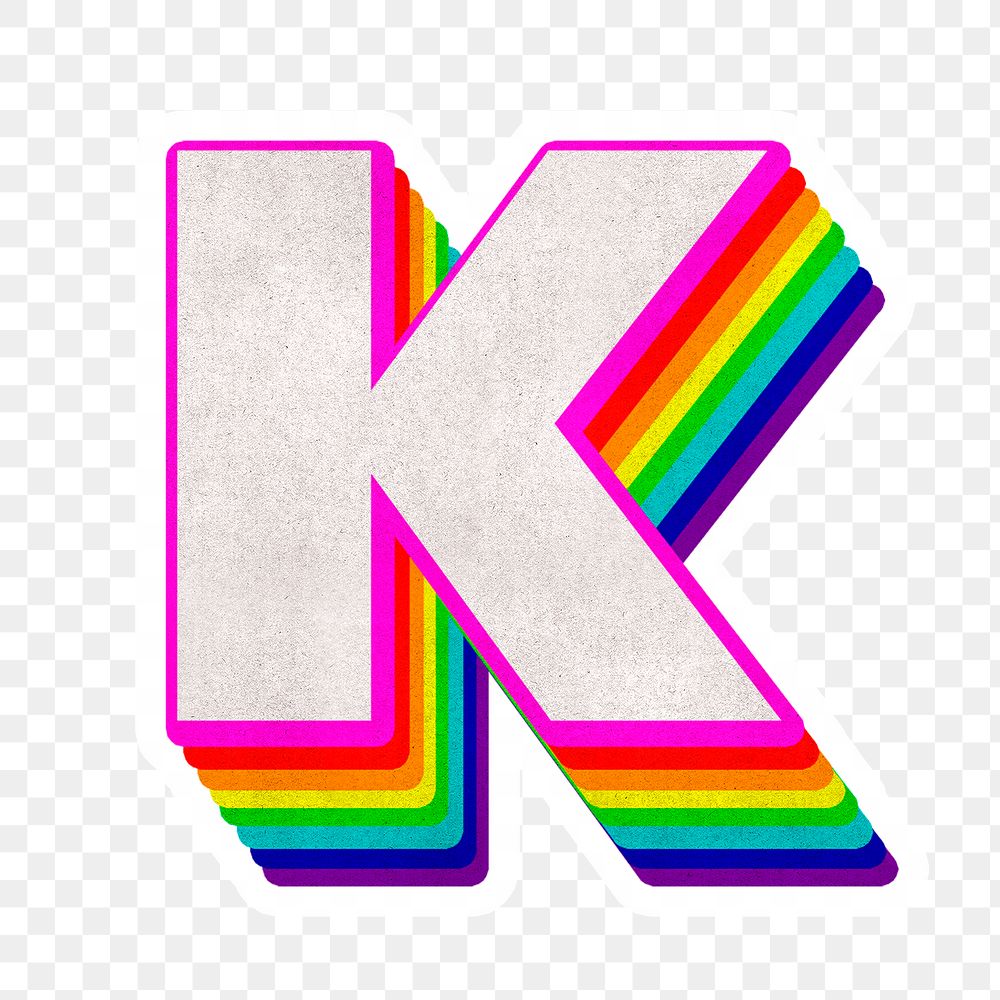 Png k font 3d rainbow typeface paper texture