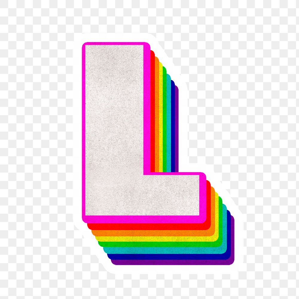 Png l font 3d rainbow typeface paper texture
