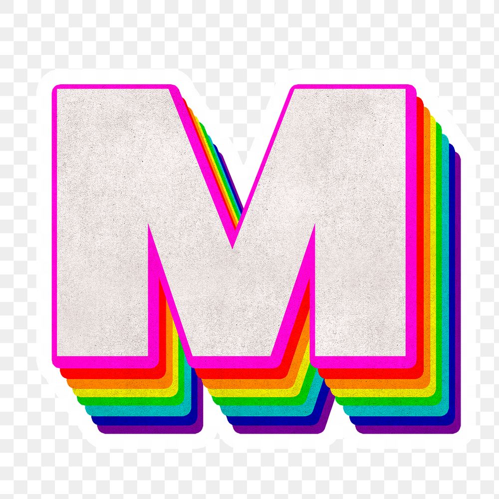 Png m font 3d rainbow typeface paper texture