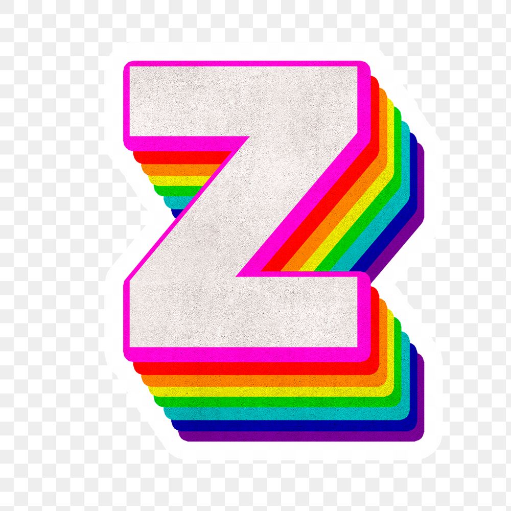 Png z font 3d rainbow typeface paper texture