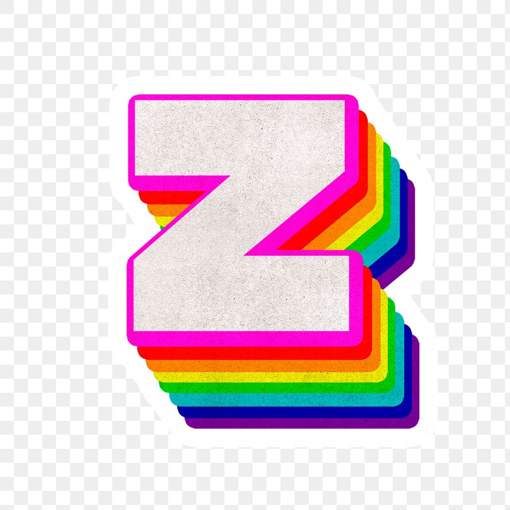 Png alphabet z 3d typeface rainbow pattern