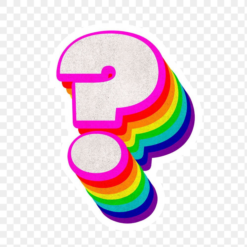 Png question mark rainbow 3d typography paper texture