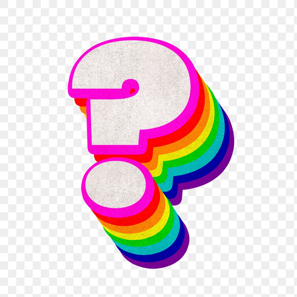 Png question mark sign colorful 3d vintage typography