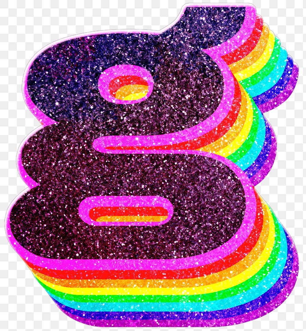G letter layered rainbow glitter png sticker alphabet font