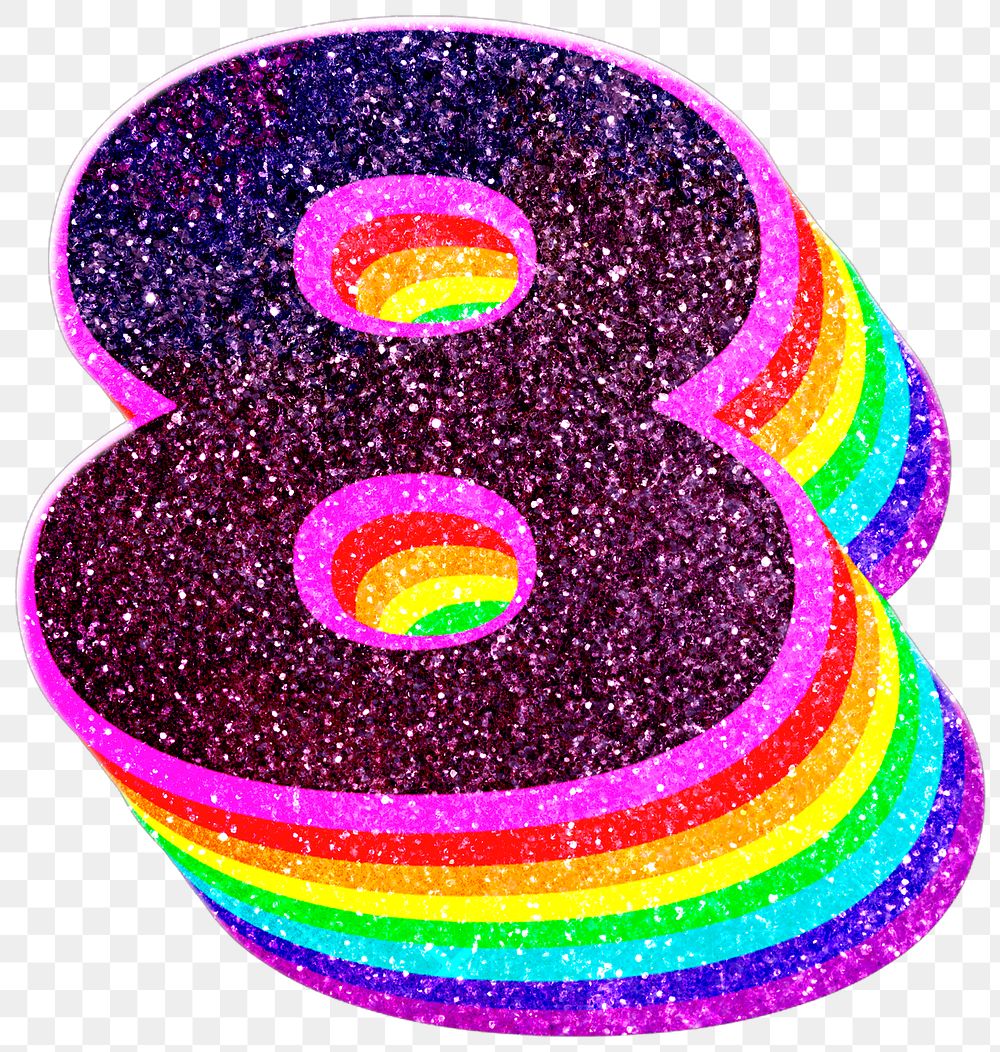 Png number eight glitter font lgbt pattern