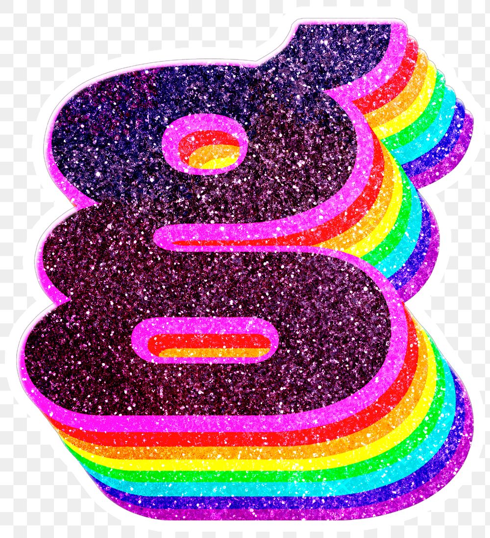 G letter layered rainbow glitter png sticker alphabet font