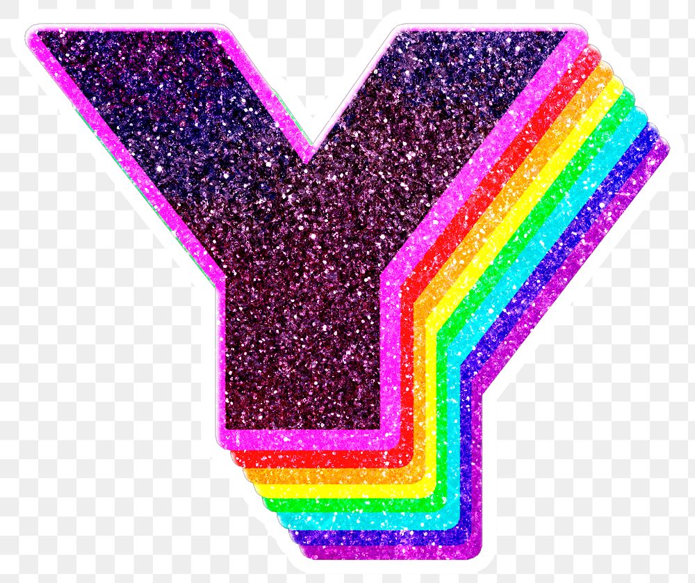 Y letter layered rainbow glitter | Premium PNG Sticker - rawpixel
