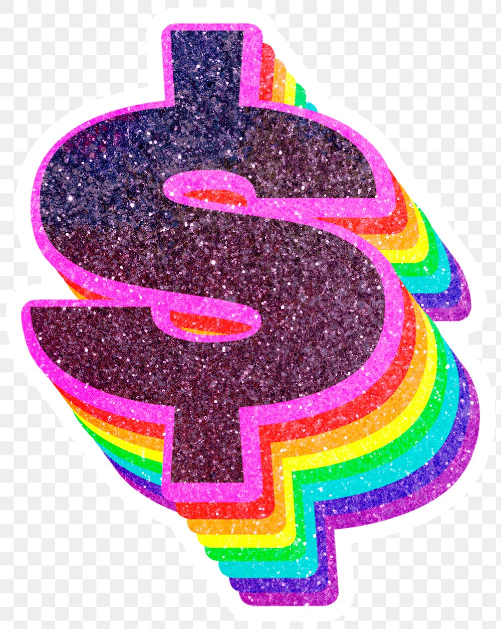 Png dollar symbol rainbow typography glitter texture