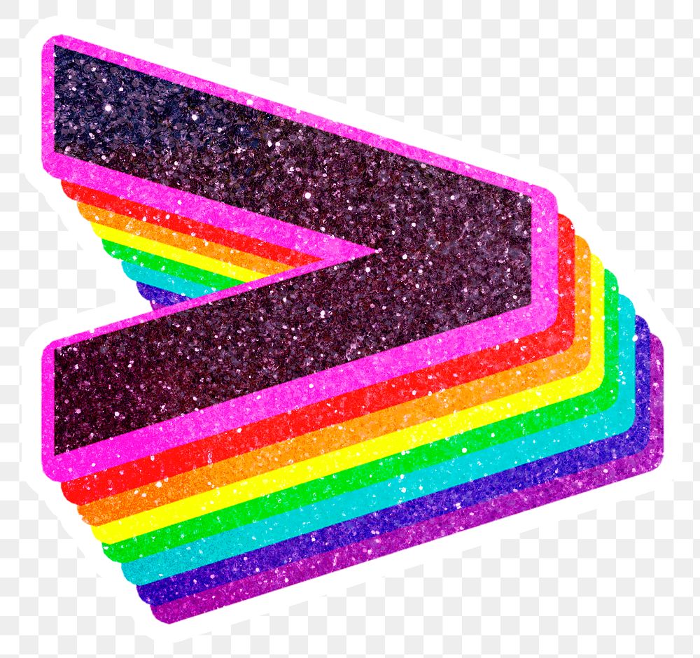 Png greater than symbol rainbow typography glitter texture