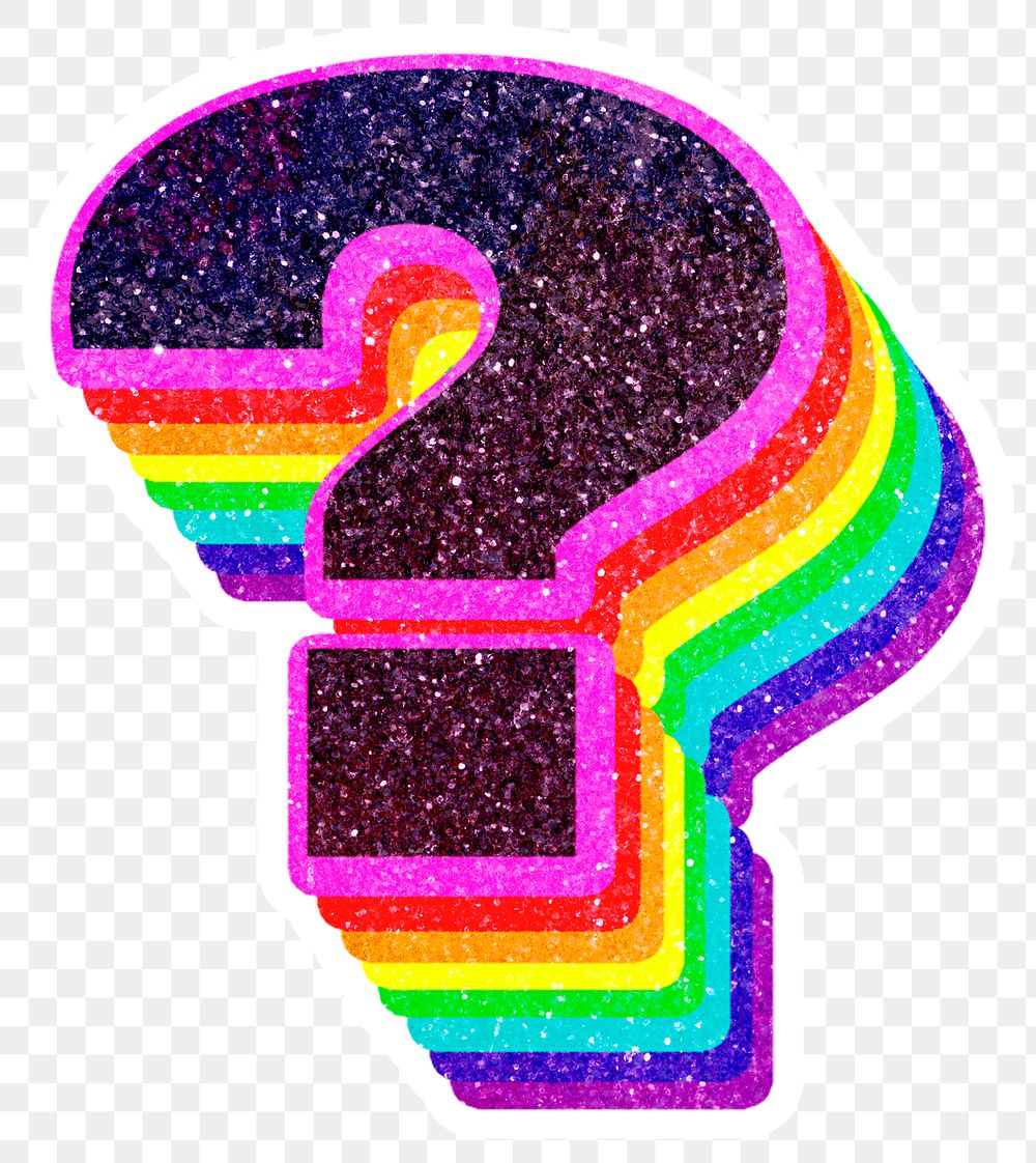 Png question mark font 3d glitter rainbow typeface
