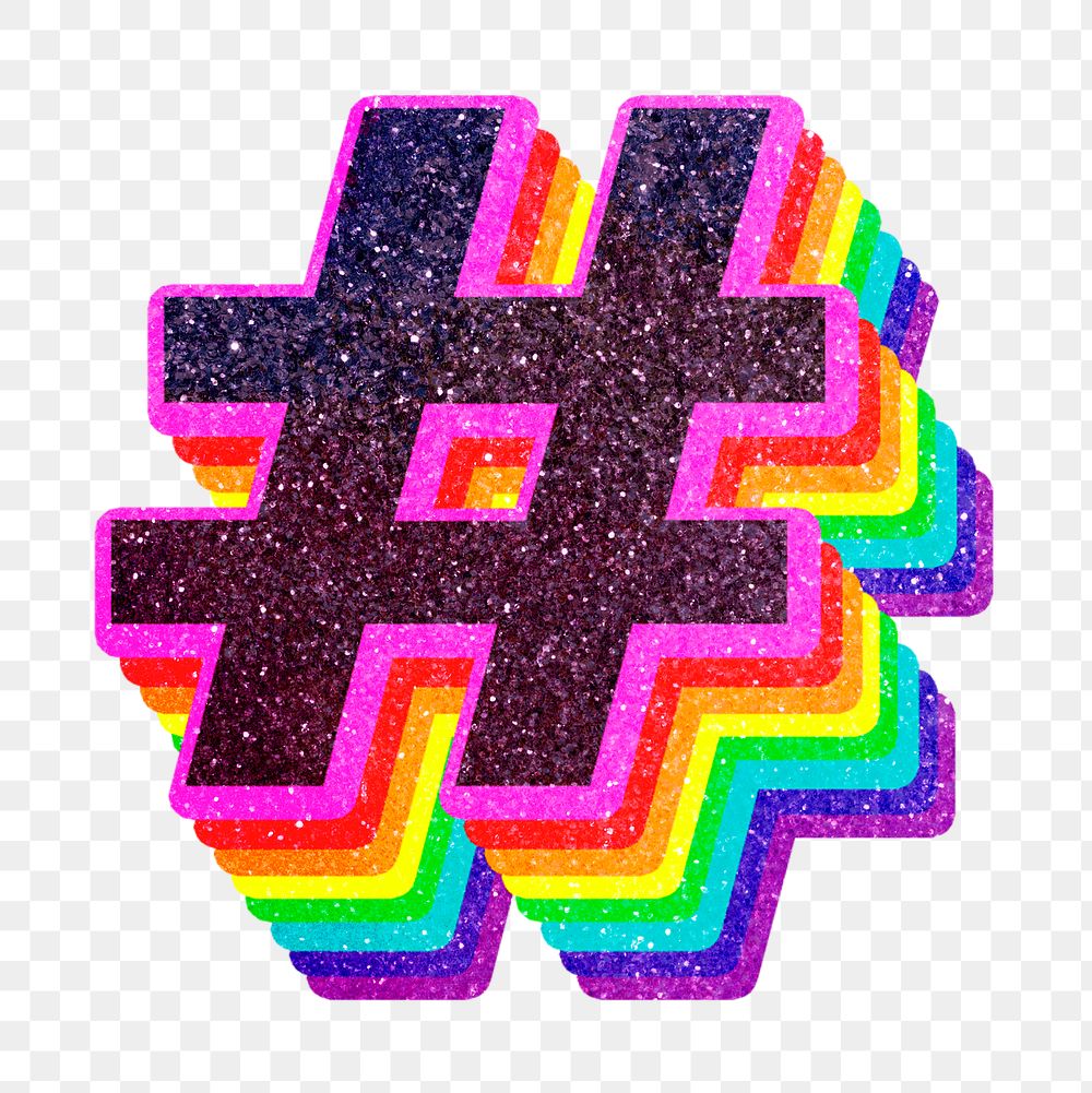 Png hashtagsymbol rainbow typography glitter texture