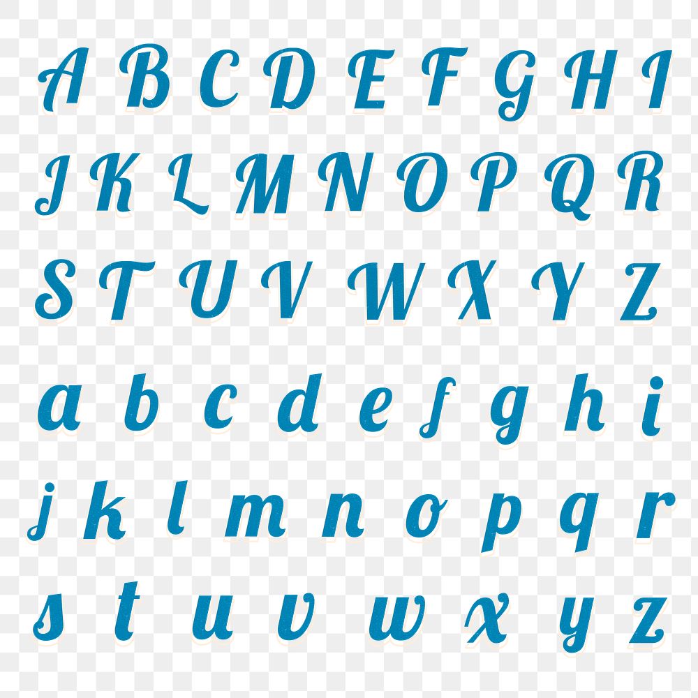 Printable a-z alphabet png vintage bold font in lettering typography