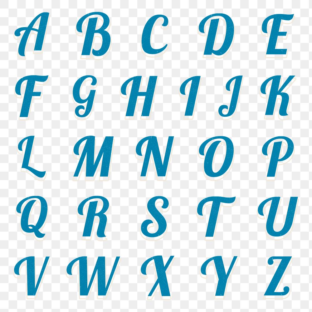 A to Z alphabet png collection retro display style font