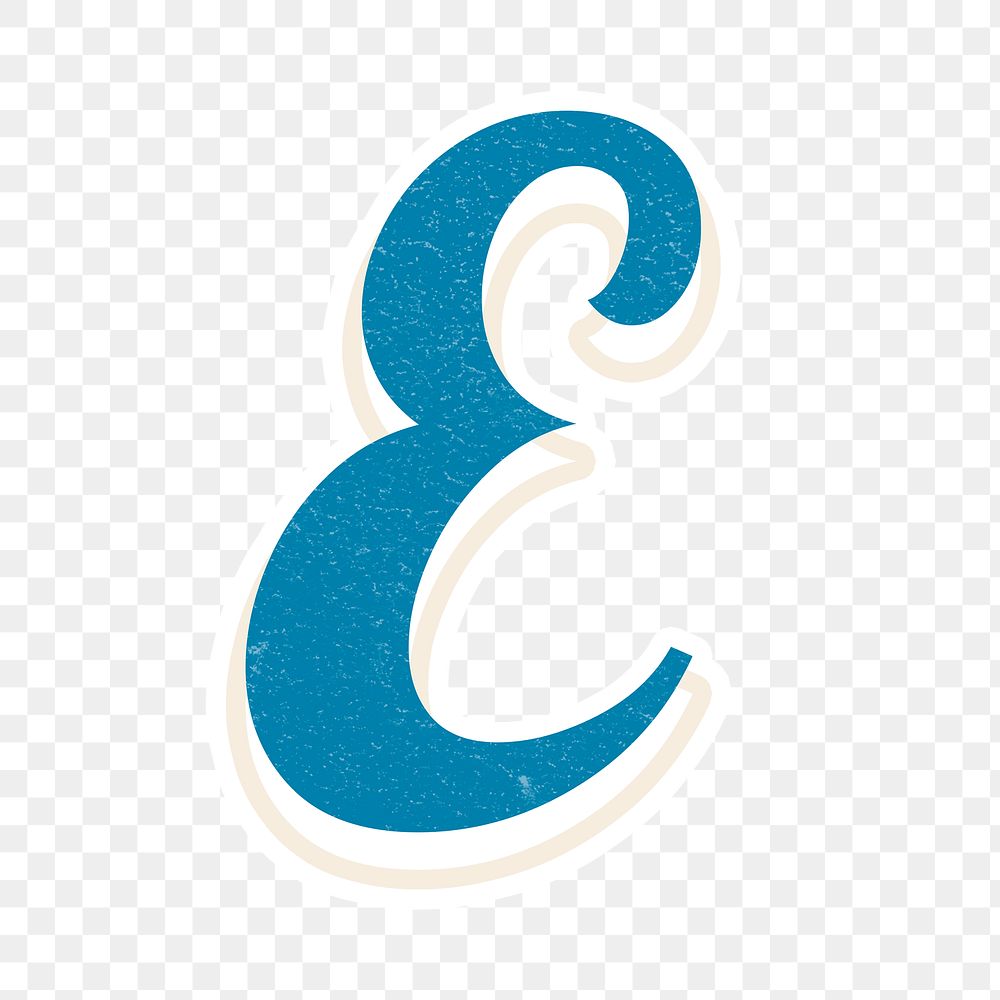 Letter E png bold retro display font lettering white border