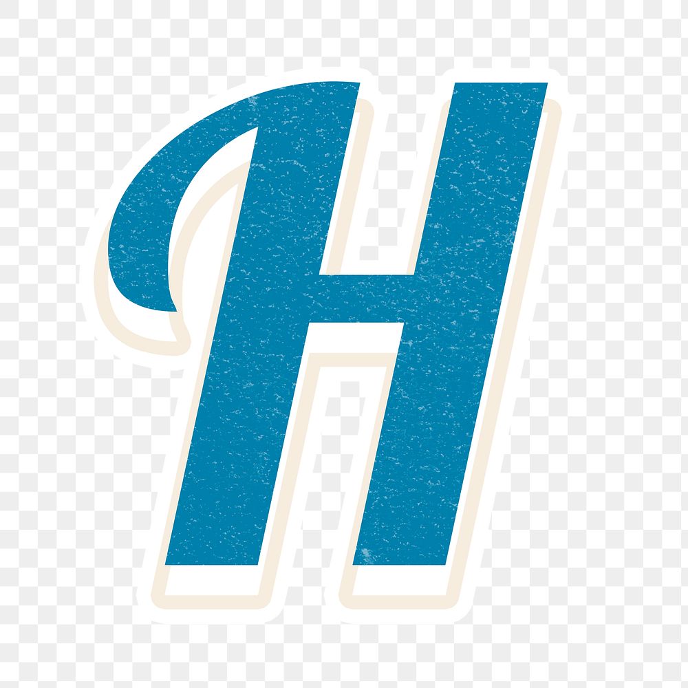Png retro letter H bold typography white border