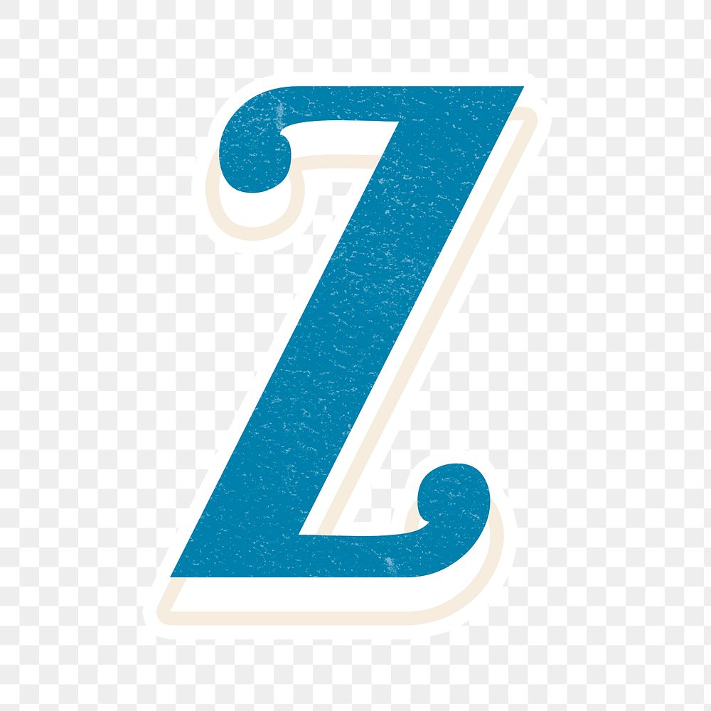 Letter Z png bold retro display font lettering white border